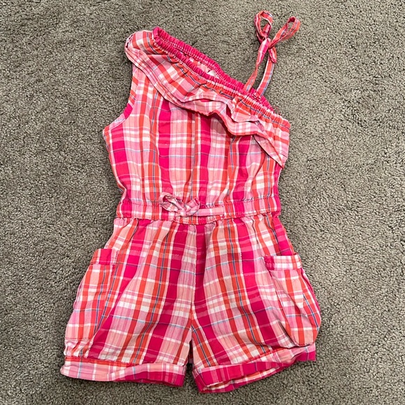 Pink Striped Ruffled Romper - Picture 1 of 4